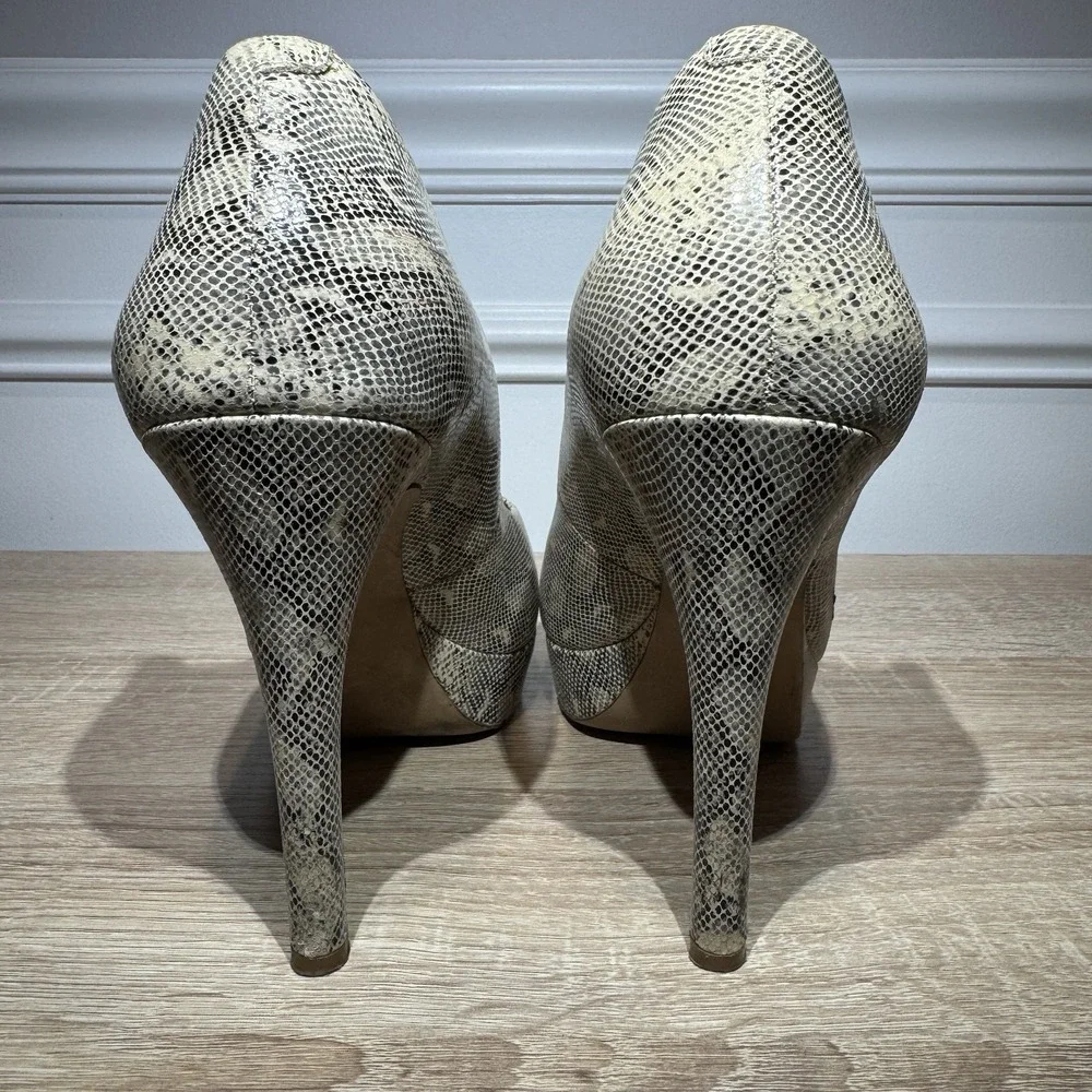 Jessica Simpson KATOY Platform Heel BEIGESnake Print 7.5 4.5